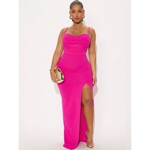NWT Fuschia Sleeveless Ruched Bodice Evening Dress Prom Party